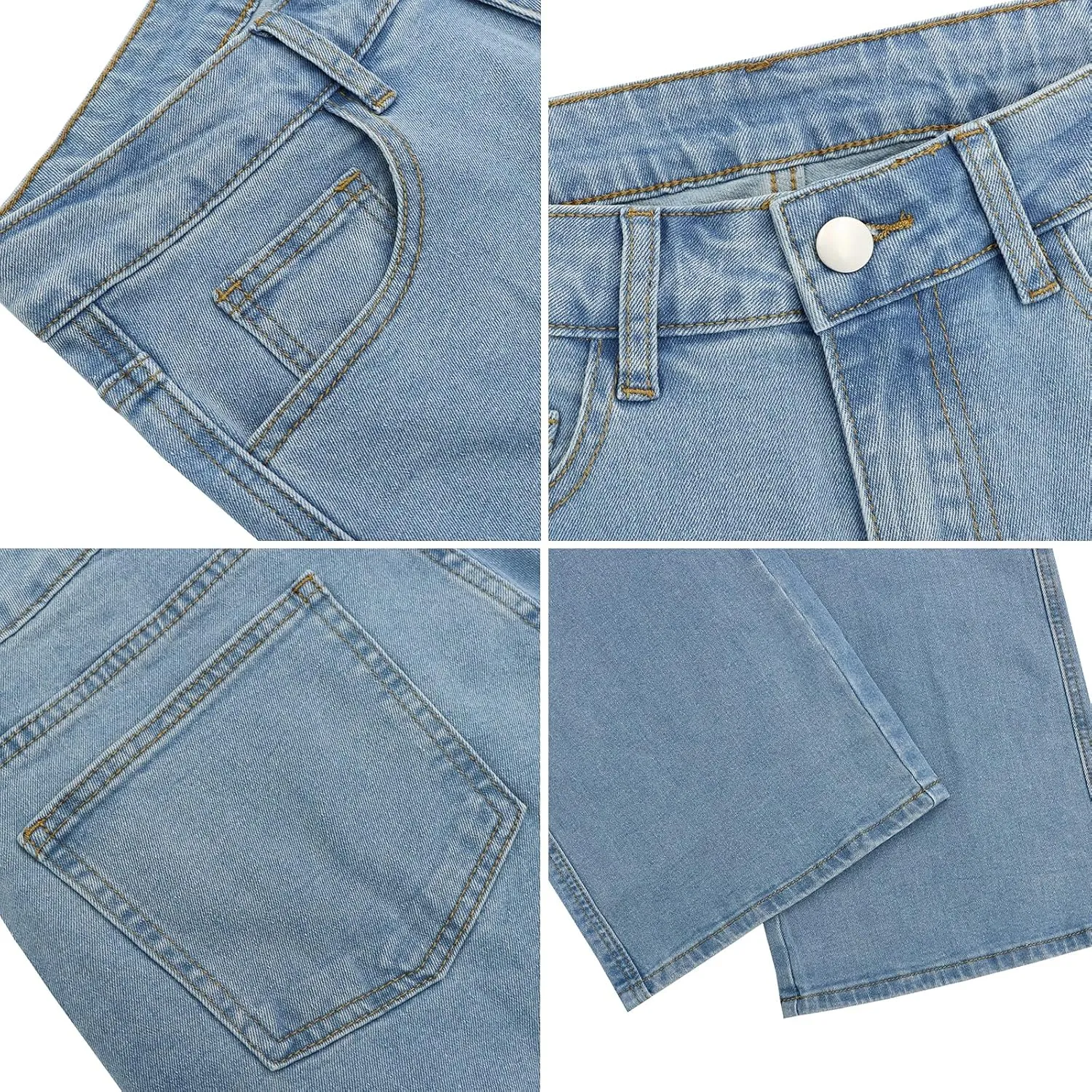 LONGYIDA High Waisted Baggy Jeans for Women Stretch Straight Y2K Wide Leg Denim Pants Casual Cargo Jeans