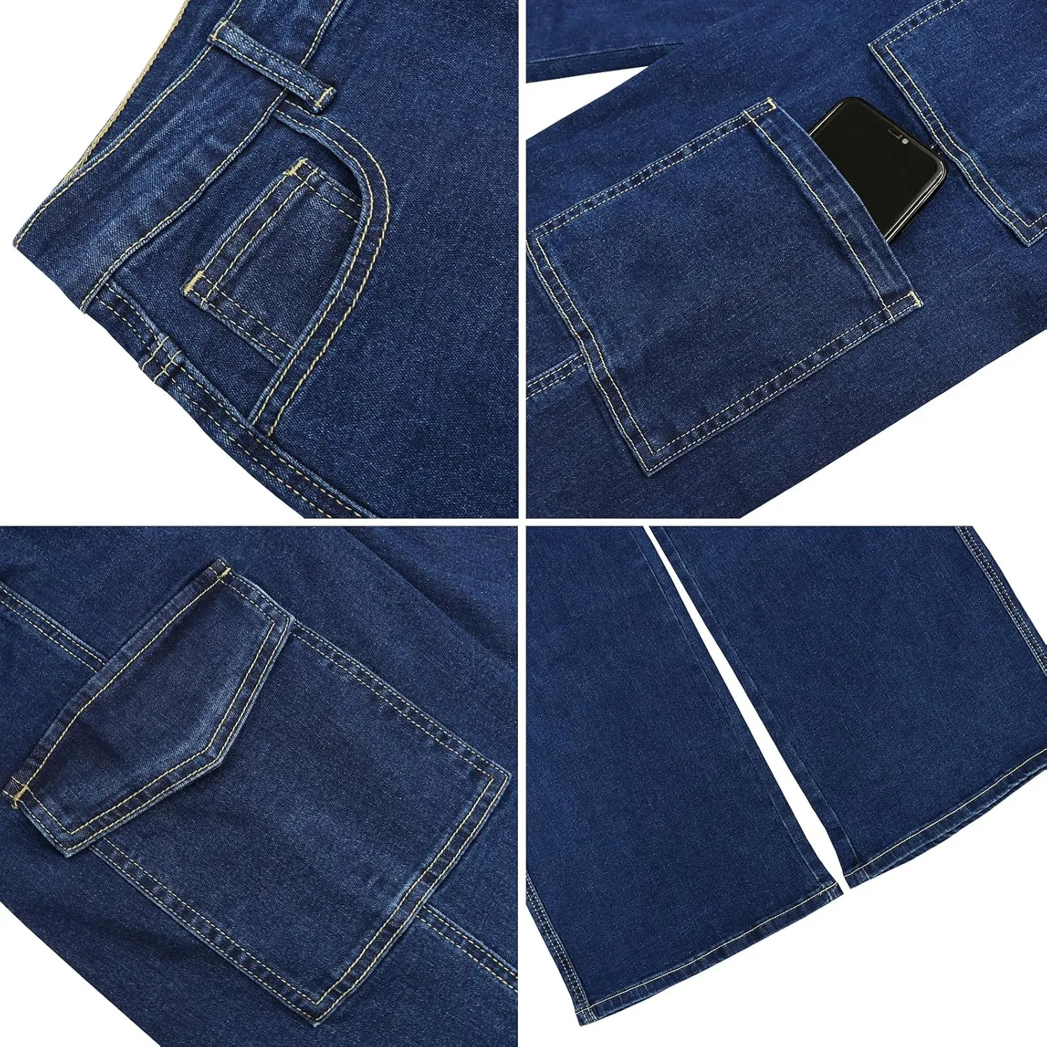 LONGYIDA High Waisted Baggy Jeans for Women Stretch Straight Y2K Wide Leg Denim Pants Casual Cargo Jeans