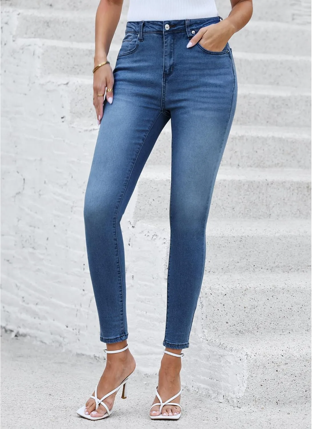 LookbookStore Skinny Jeans for Women Trendy High Waist Slim Fit Comfort Jeggings Jeans Stretchy Denim Pants Work Casual