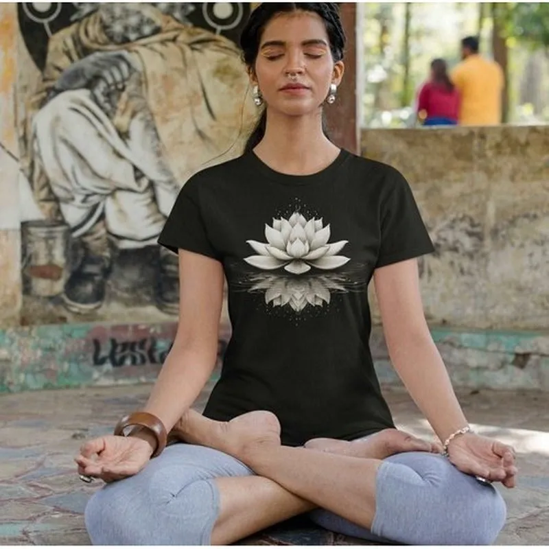 Lotus Flower Meditation T-Shirt - Yoga Zen Om Comfort Tee with Beautiful Floral Design