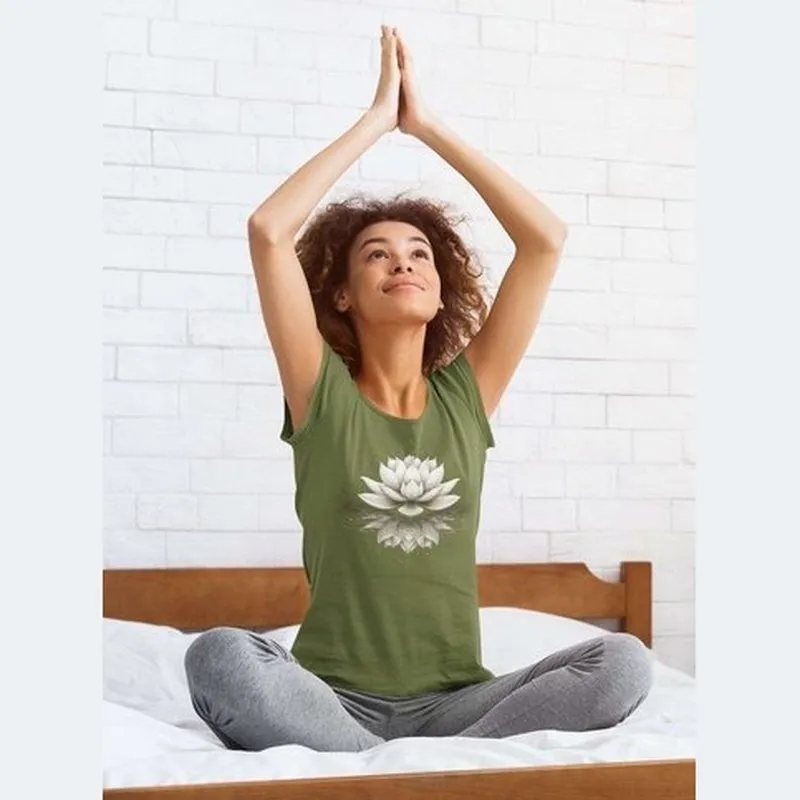 Lotus Flower Meditation T-Shirt - Yoga Zen Om Comfort Tee with Beautiful Floral Design