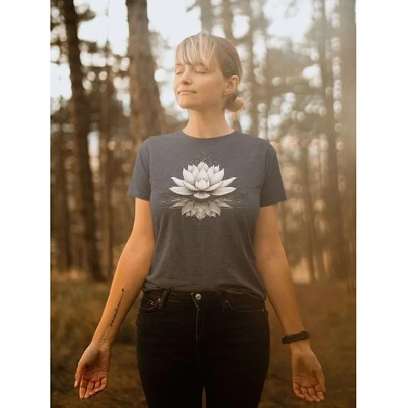Lotus Flower Meditation T-Shirt - Yoga Zen Om Comfort Tee with Beautiful Floral Design