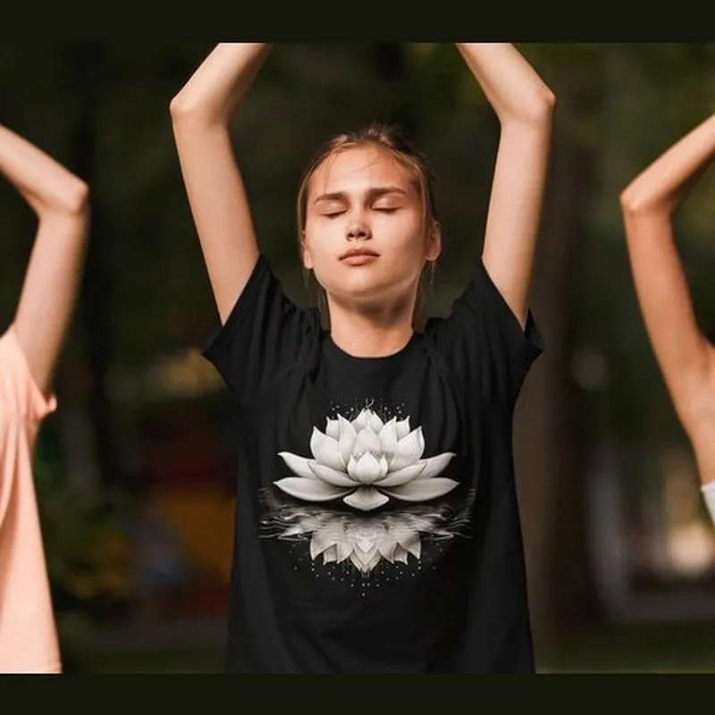 Lotus Flower Meditation T-Shirt - Yoga Zen Om Comfort Tee with Beautiful Floral Design
