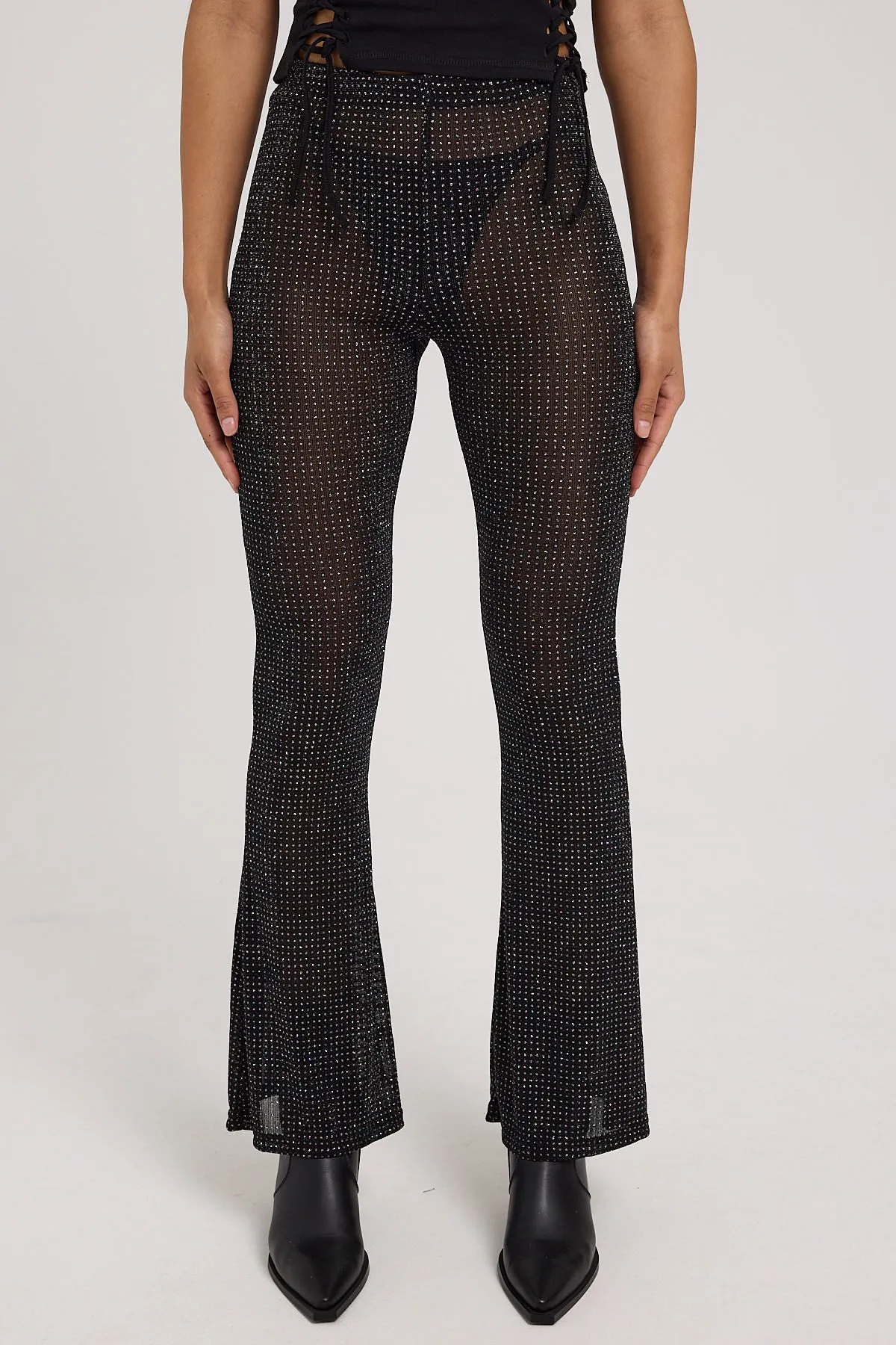 Luck & Trouble Flashy Glitter Flares Black