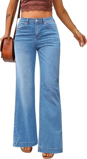 luvamia Wide Leg Jeans for Women High Waist Stretchy Classic Baggy Flare Jeans Denim Pants for Women