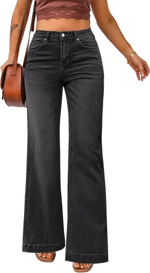 luvamia Wide Leg Jeans for Women High Waist Stretchy Classic Baggy Flare Jeans Denim Pants for Women