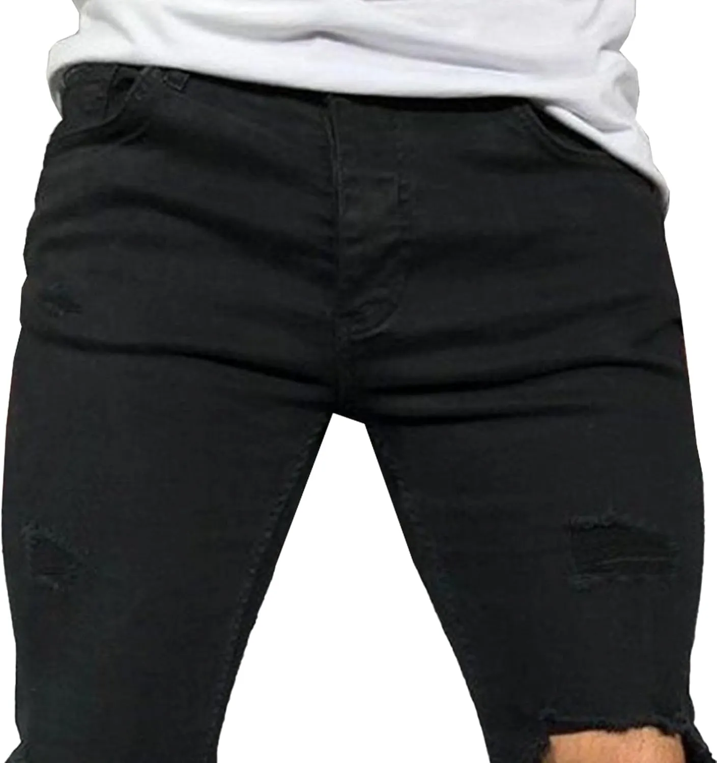 Maiyifu-GJ Slim Fit Jeans for Men Stretch Skinny Ripped Jeans Distressed Destroyed Straight Leg Denim Pants