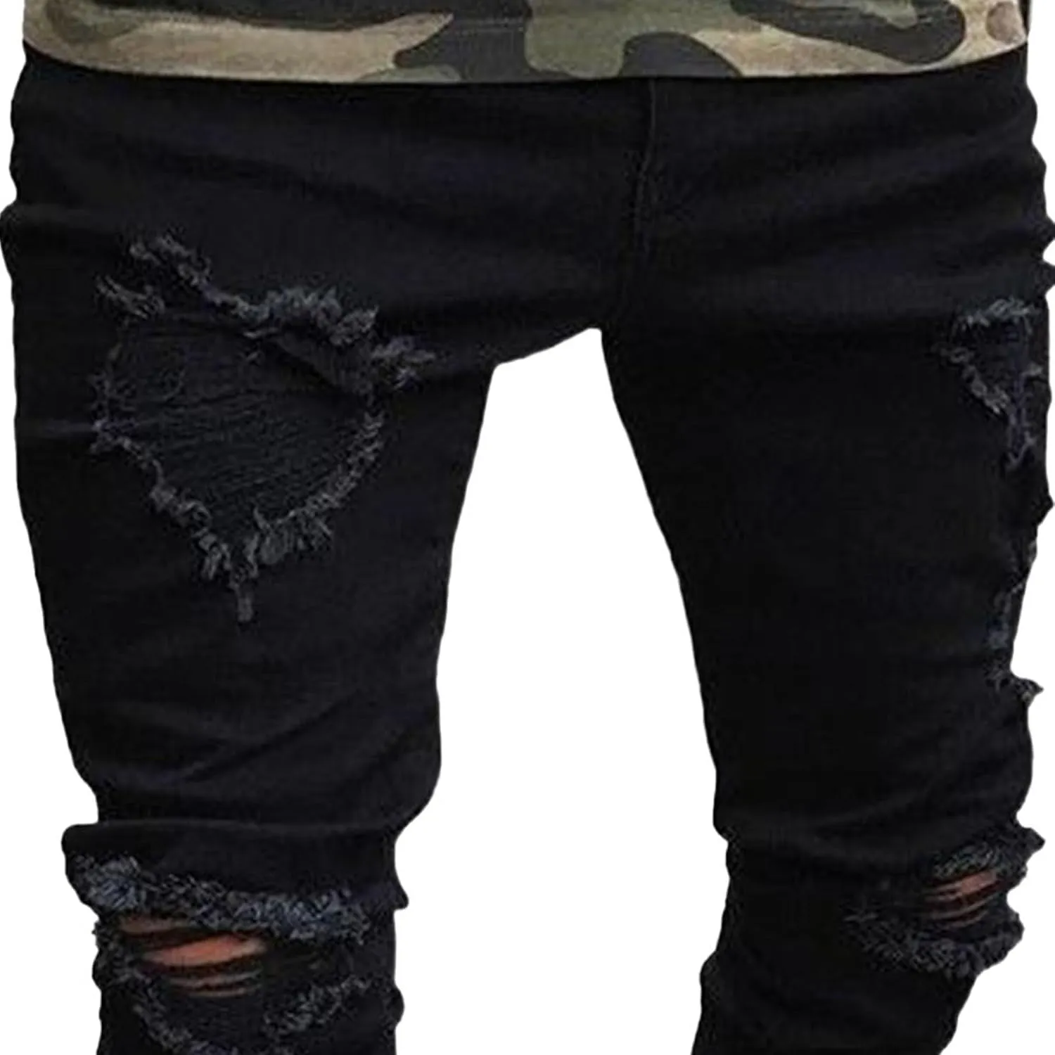 Maiyifu-GJ Slim Fit Jeans for Men Stretch Skinny Ripped Jeans Distressed Destroyed Straight Leg Denim Pants