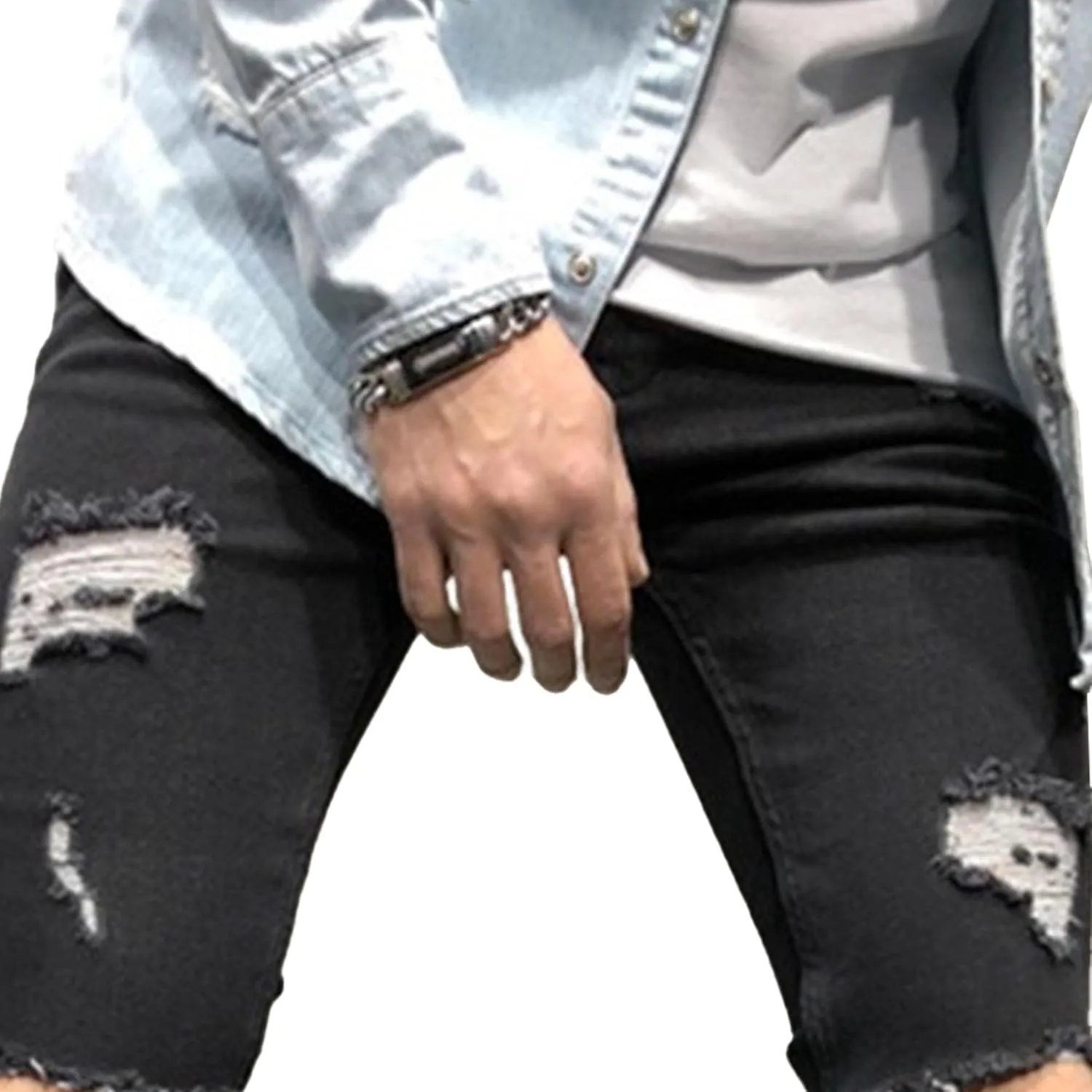 Maiyifu-GJ Slim Fit Jeans for Men Stretch Skinny Ripped Jeans Distressed Destroyed Straight Leg Denim Pants