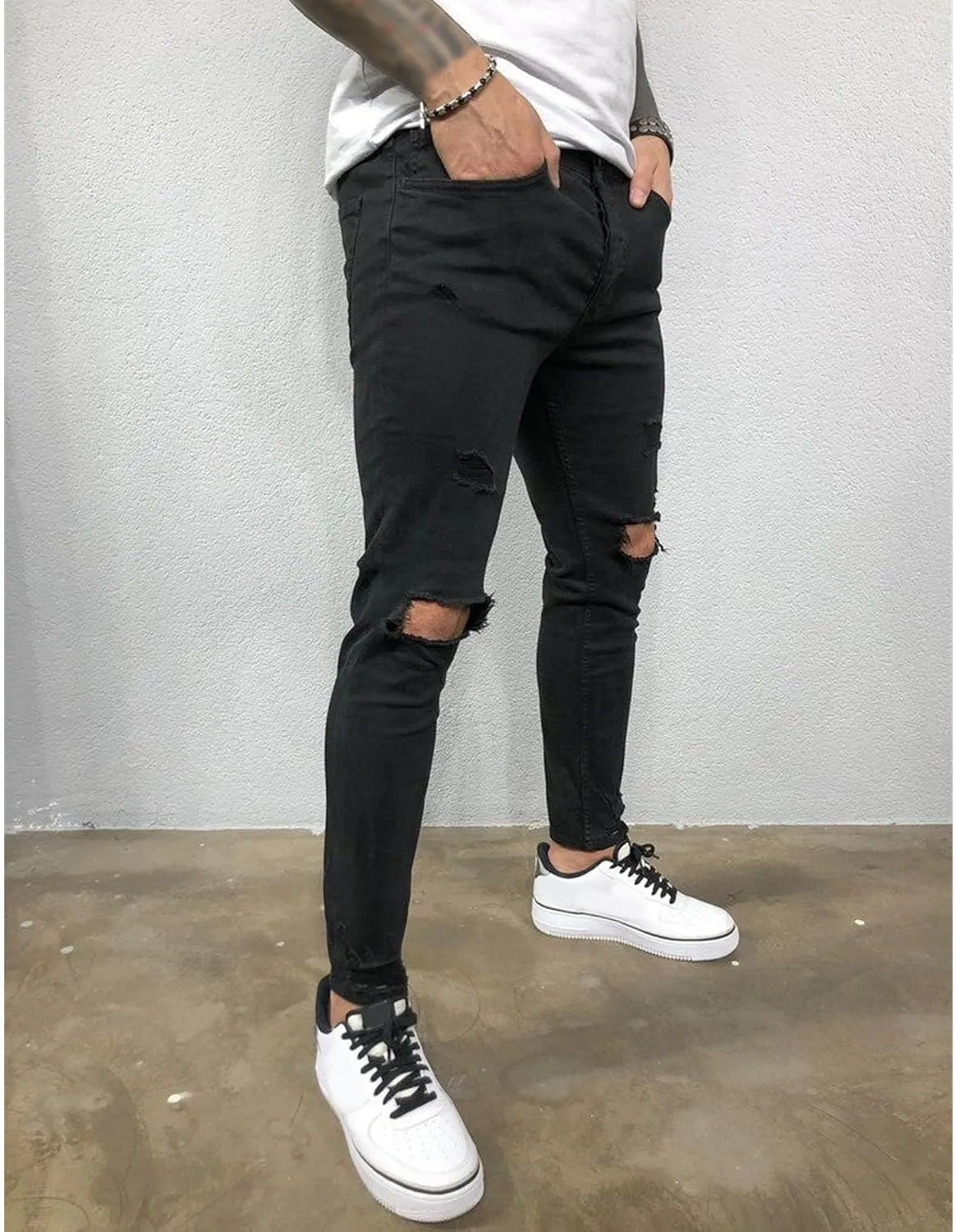 Maiyifu-GJ Slim Fit Jeans for Men Stretch Skinny Ripped Jeans Distressed Destroyed Straight Leg Denim Pants