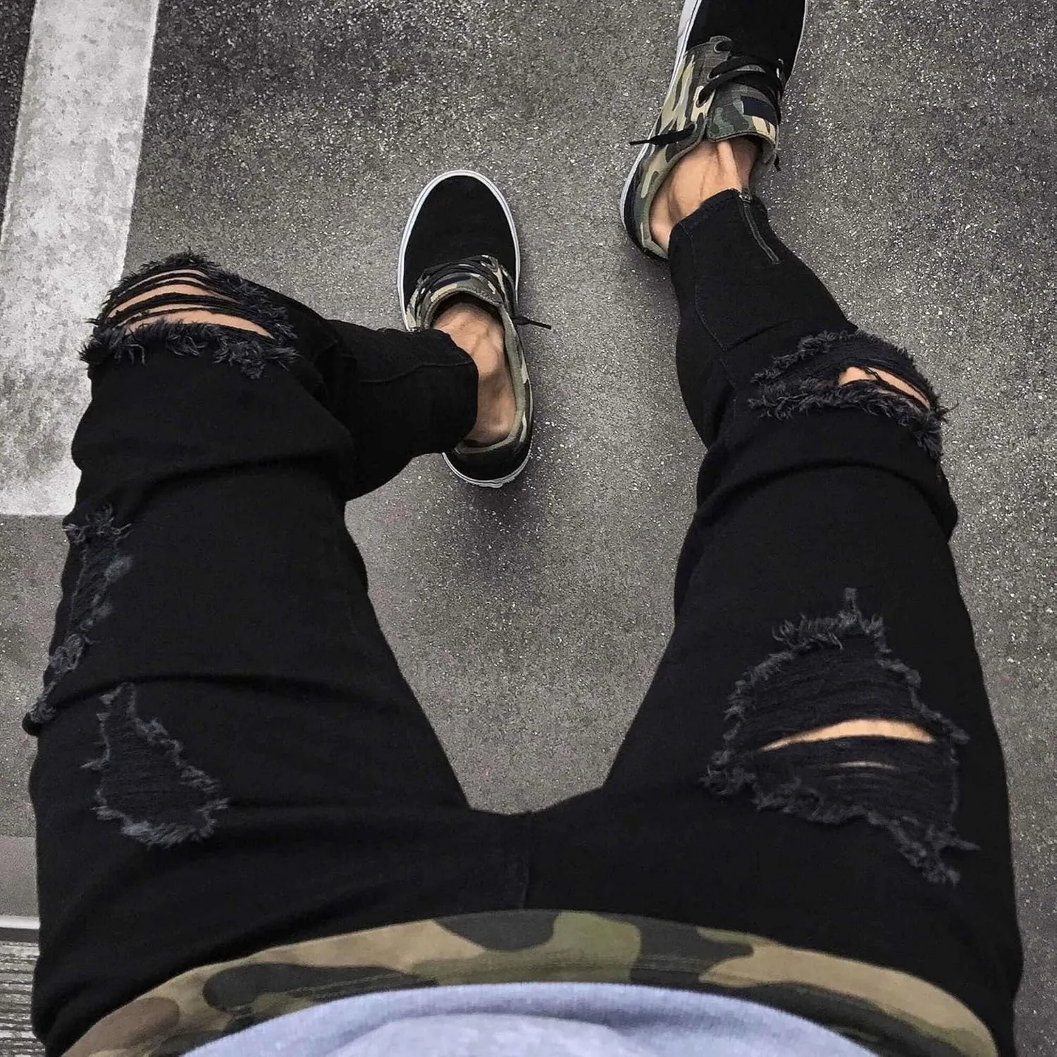 Maiyifu-GJ Slim Fit Jeans for Men Stretch Skinny Ripped Jeans Distressed Destroyed Straight Leg Denim Pants