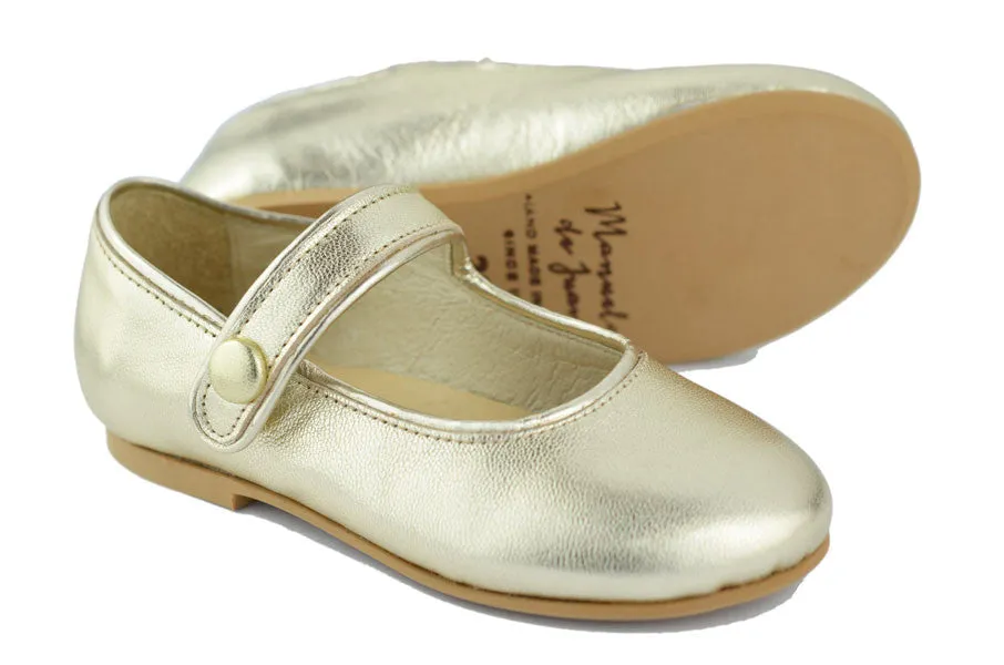 Manuela de Juan Girls Light Gold Mary Jane