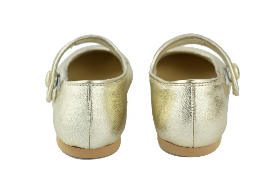 Manuela de Juan Girls Light Gold Mary Jane