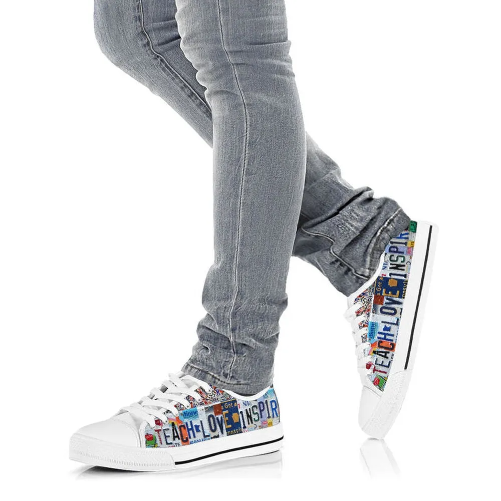 Math Teacher License Plates Low Top Shoes, Teacher Shoes, Low Top Sneakers