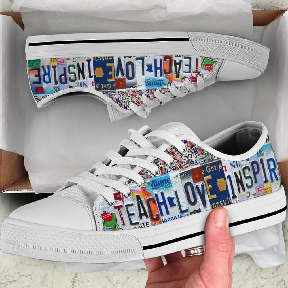 Math Teacher License Plates Low Top Shoes, Teacher Shoes, Low Top Sneakers