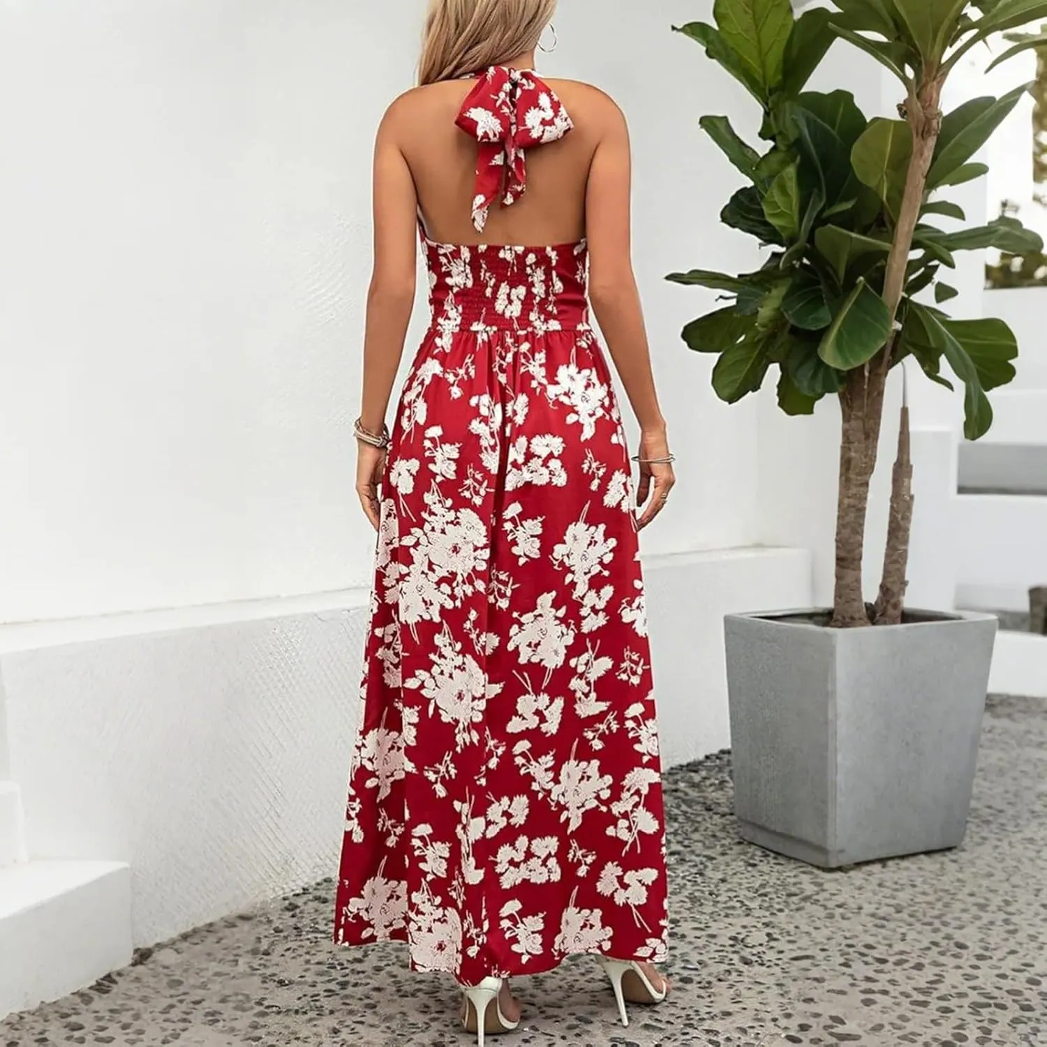 Maxi Dresses for Women 2025 Vacation Beach Summer Dresses Flowy Ruffle Boho Floral Printed Sundresses