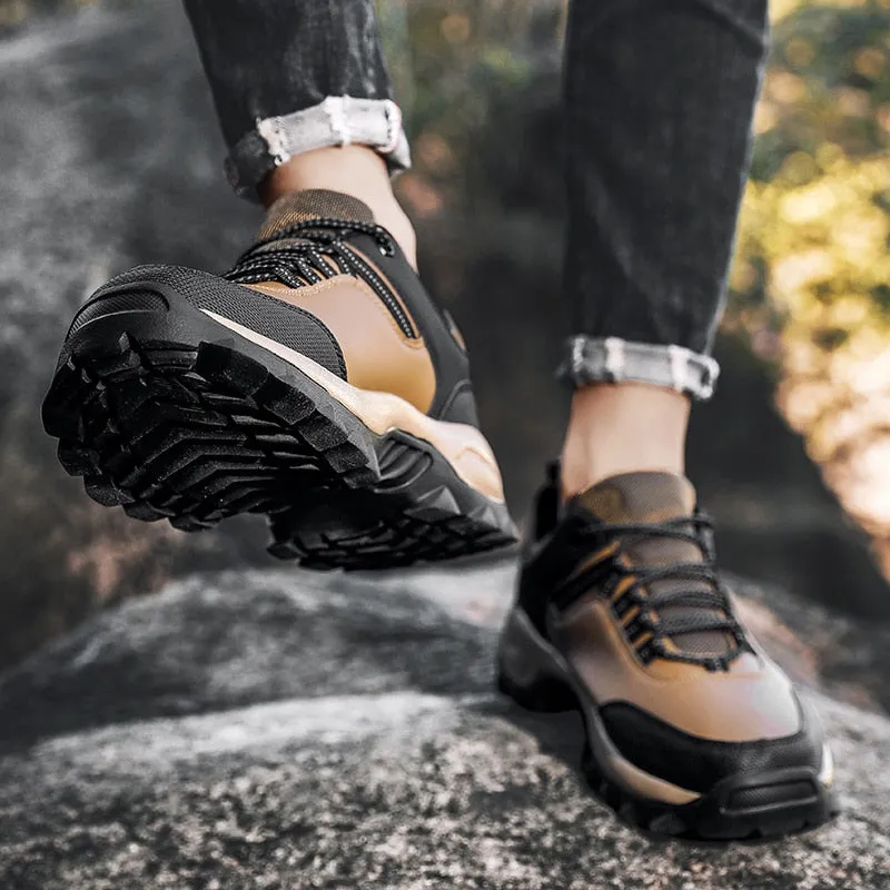 Men Leather Shoes Sneakers Trend Breathable Casual Shoes Outdoor Non-slip Hiking Shoes Brand Designer Men's Shoes Zapatos Hombre