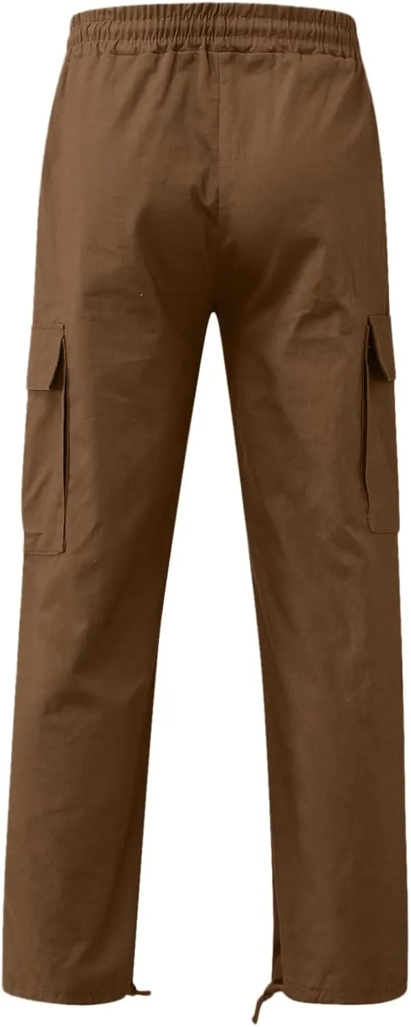 Men's 2023 Autumn Loose Fit Straight Cargo Pants Hiking Outdoor Recreation Pants Joggers Workwear Pants for Men