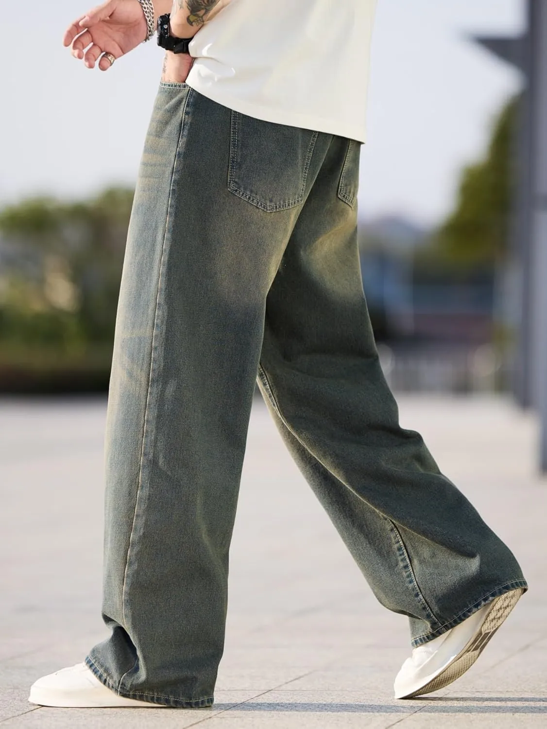 Men's Baggy Jeans Y2K Vintage Wide Leg Denim Pants Hip Hop Extra Loose Skater Jeans Streetwear