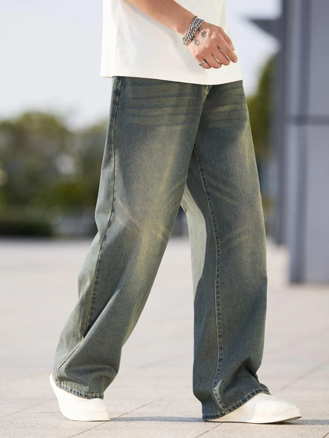 Men's Baggy Jeans Y2K Vintage Wide Leg Denim Pants Hip Hop Extra Loose Skater Jeans Streetwear
