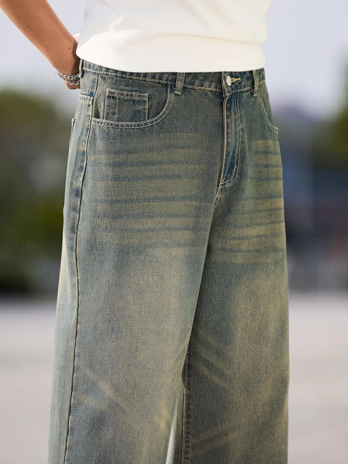 Men's Baggy Jeans Y2K Vintage Wide Leg Denim Pants Hip Hop Extra Loose Skater Jeans Streetwear
