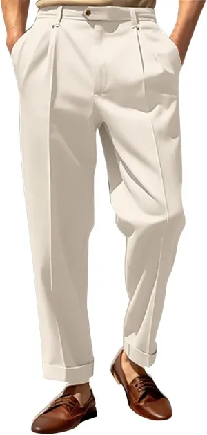 Mens Baggy Wide Leg Dress Pants Big and Tall Suit Pants Business Casual Work Workout Clothes with Pockets