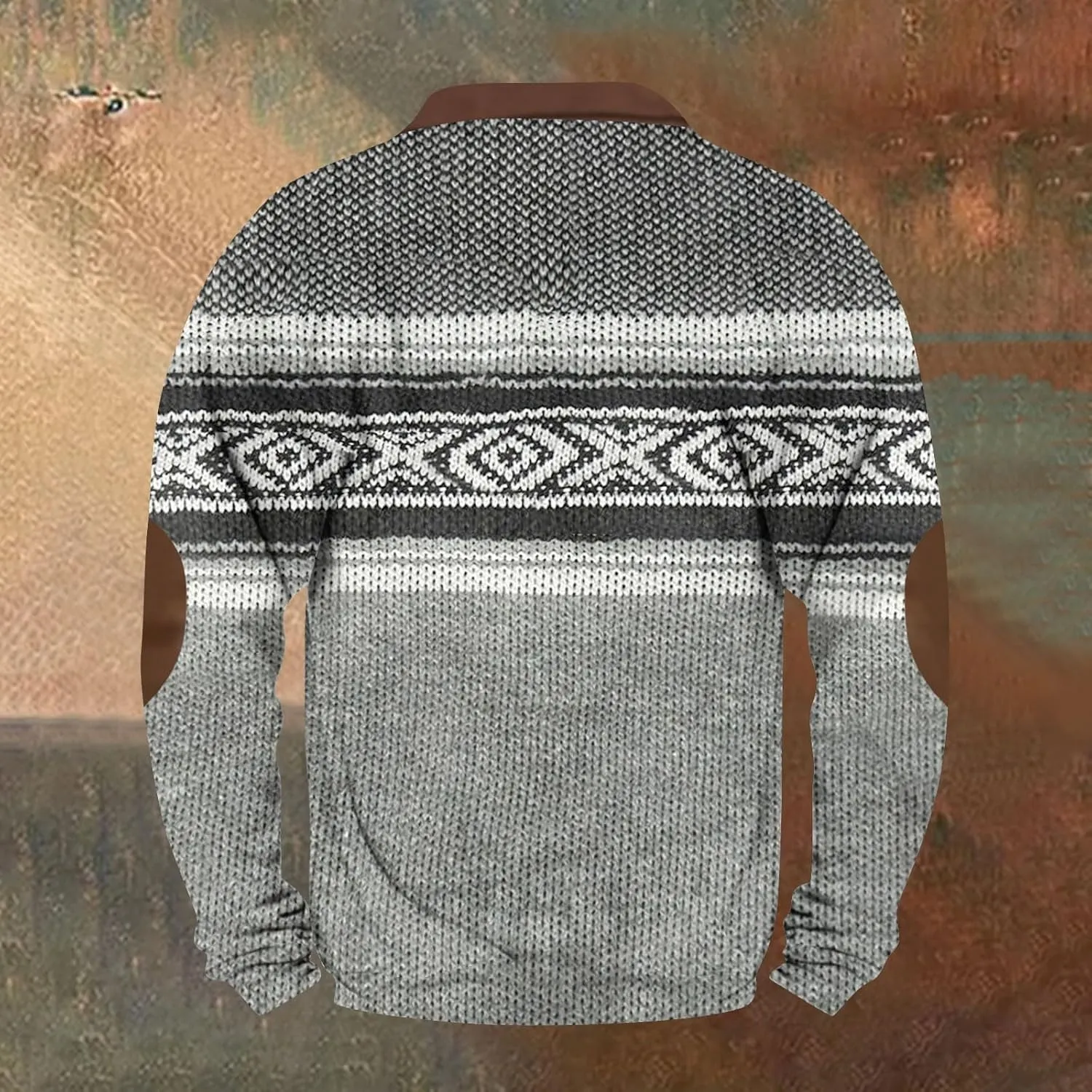 Mens Fall Workout Fashion Prints Long Sleeve V-Neck Casual Zip Up Vintage Cardigan Sweatshirts