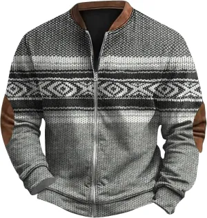 Mens Fall Workout Fashion Prints Long Sleeve V-Neck Casual Zip Up Vintage Cardigan Sweatshirts