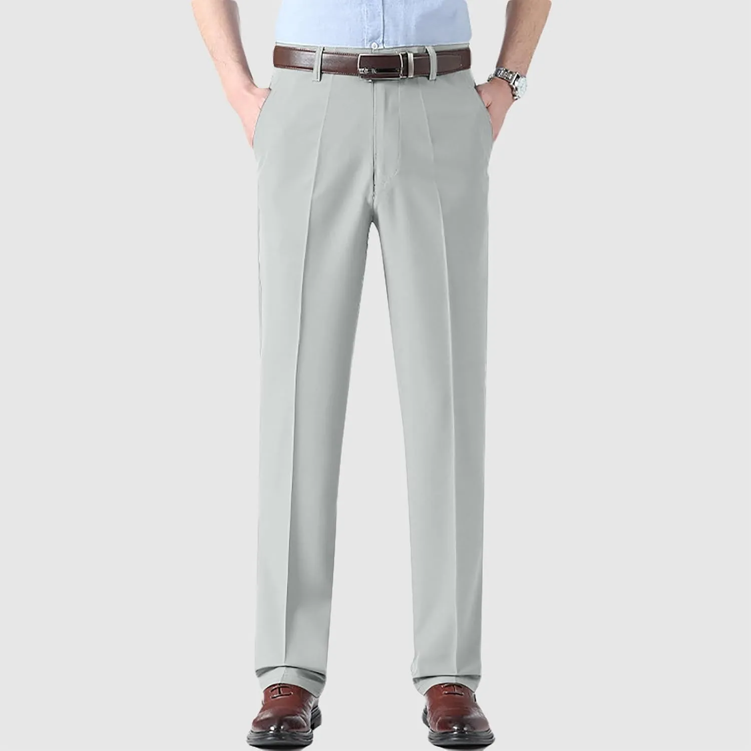 Men's Formal Wear Trousers with Pockets Straight Streamlined Solid Color Conference Formal Wear Suit Pants for Men