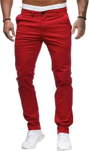 Mens Joggers Chino Pants Twill Workout Athletic Hiking Outdoor Sweatpants Casual Slim Fit Trousers with Pockets