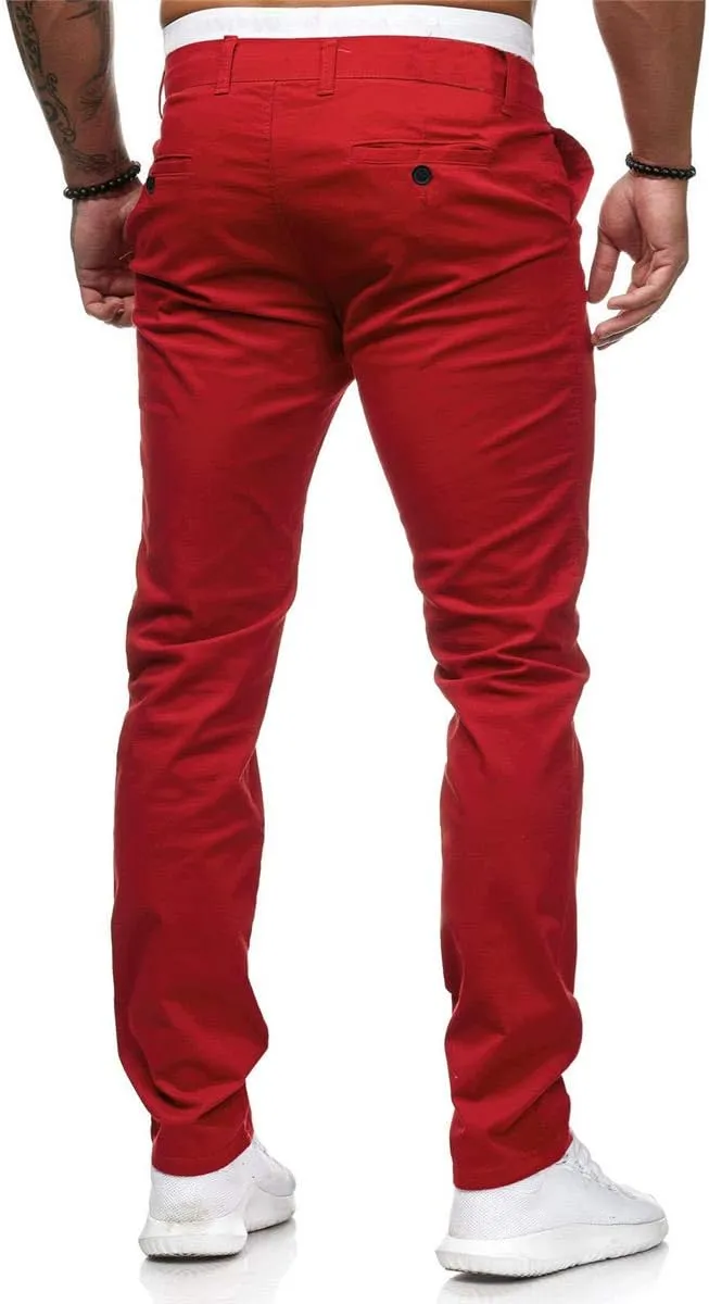 Mens Joggers Chino Pants Twill Workout Athletic Hiking Outdoor Sweatpants Casual Slim Fit Trousers with Pockets