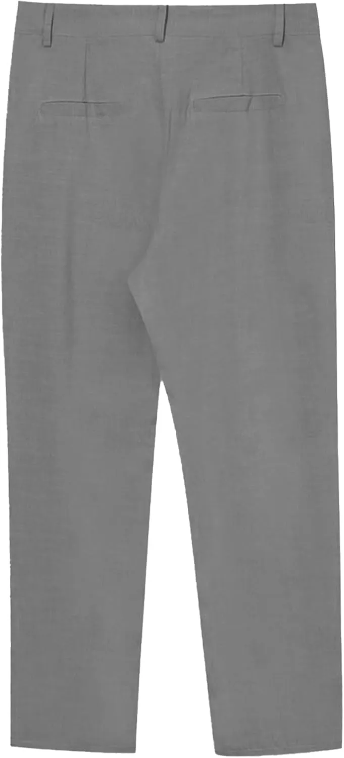 Men's Linen Trousers Lightweight Drawstring Breathable Pants Solid Color Casual Pant Summer Beach Shorts with Pockets