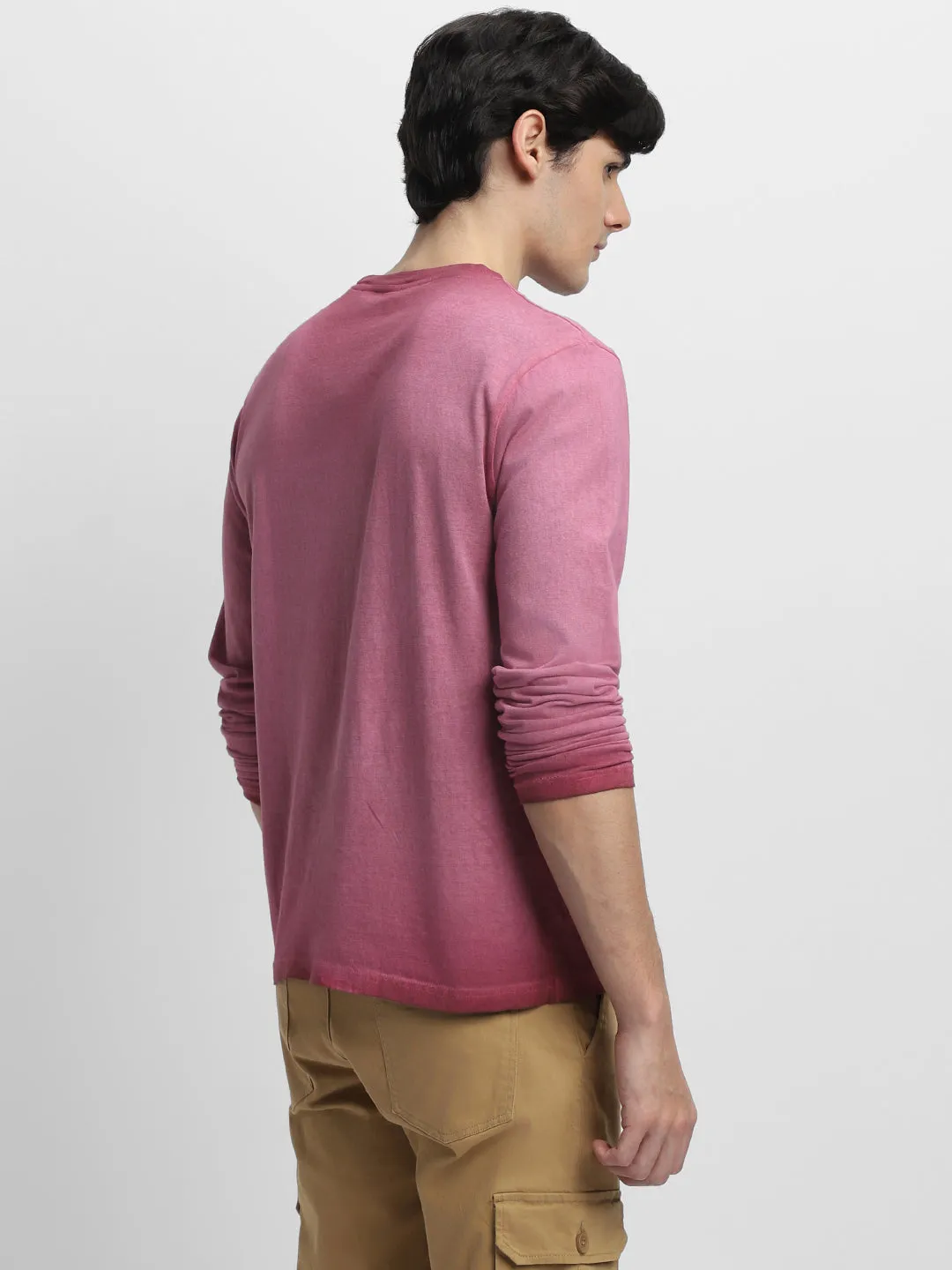 Men's Maroon Crew Neck Full Sleeves Tshirt