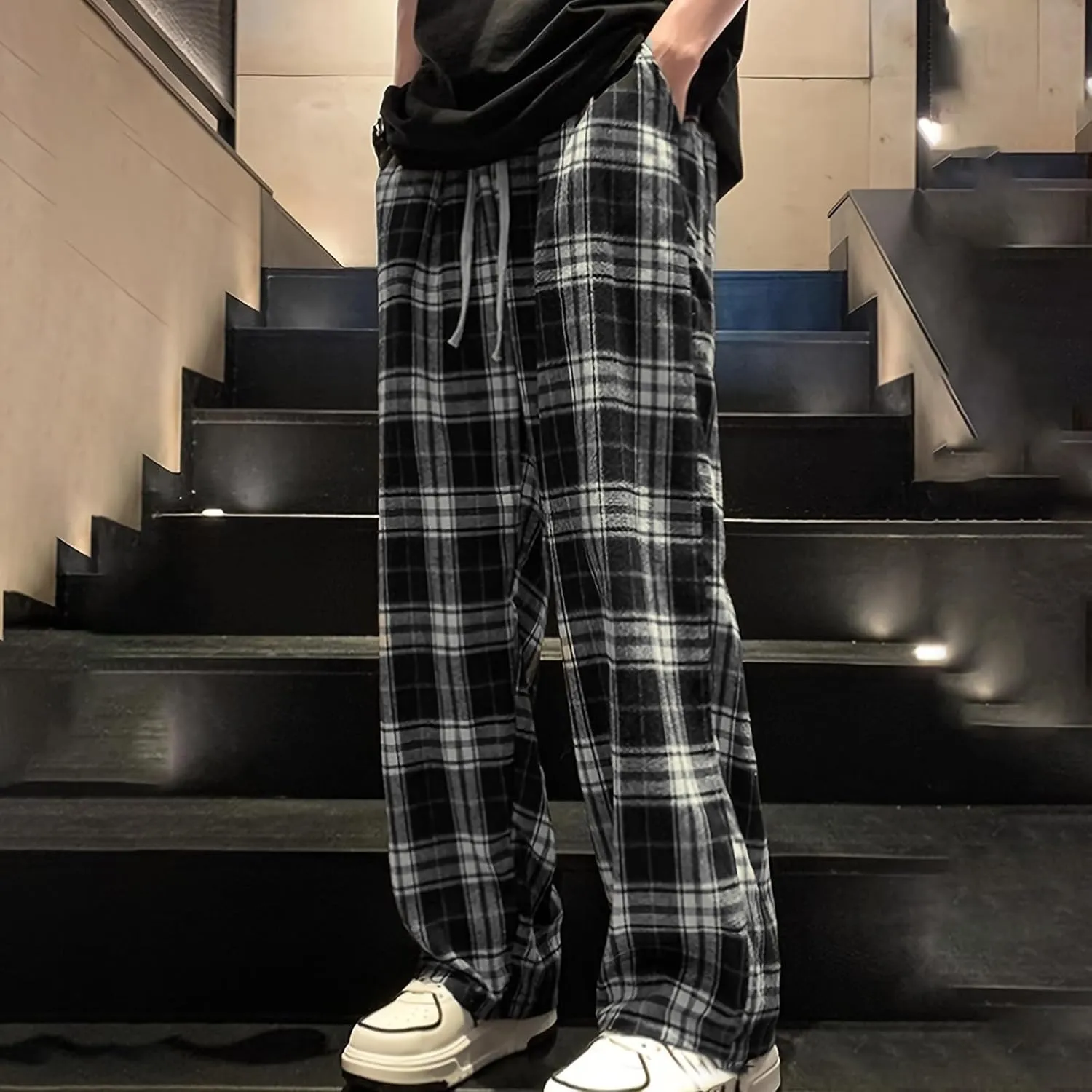 Men's Plaid Casual Sweratpants 2025 New Leisure Workout Active Pants Lightweight Trousers with Pockets