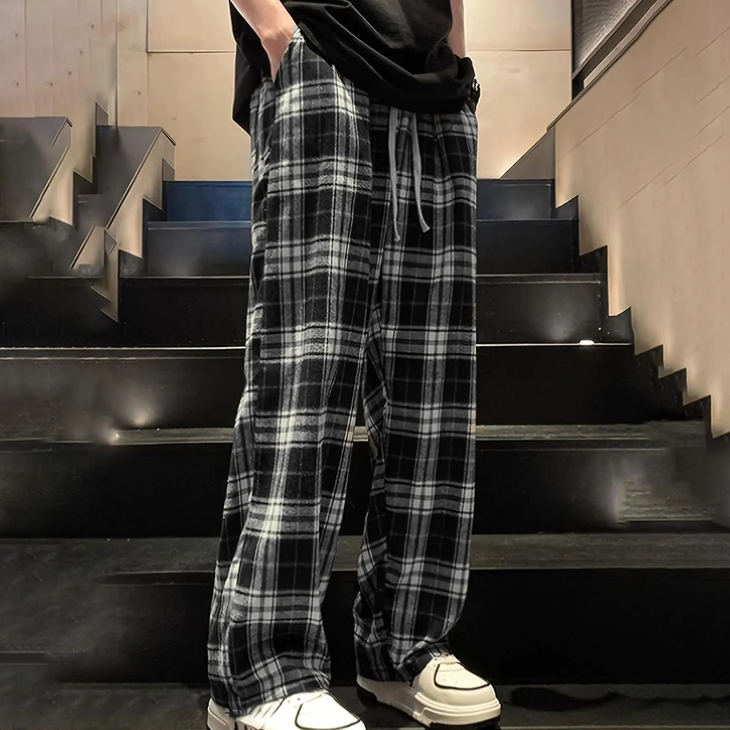 Men's Plaid Casual Sweratpants 2025 New Leisure Workout Active Pants Lightweight Trousers with Pockets