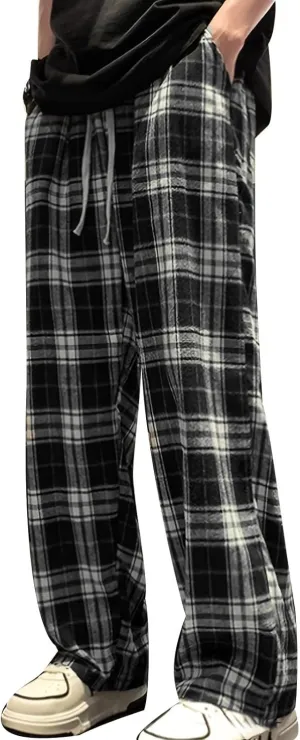 Men's Plaid Casual Sweratpants 2025 New Leisure Workout Active Pants Lightweight Trousers with Pockets