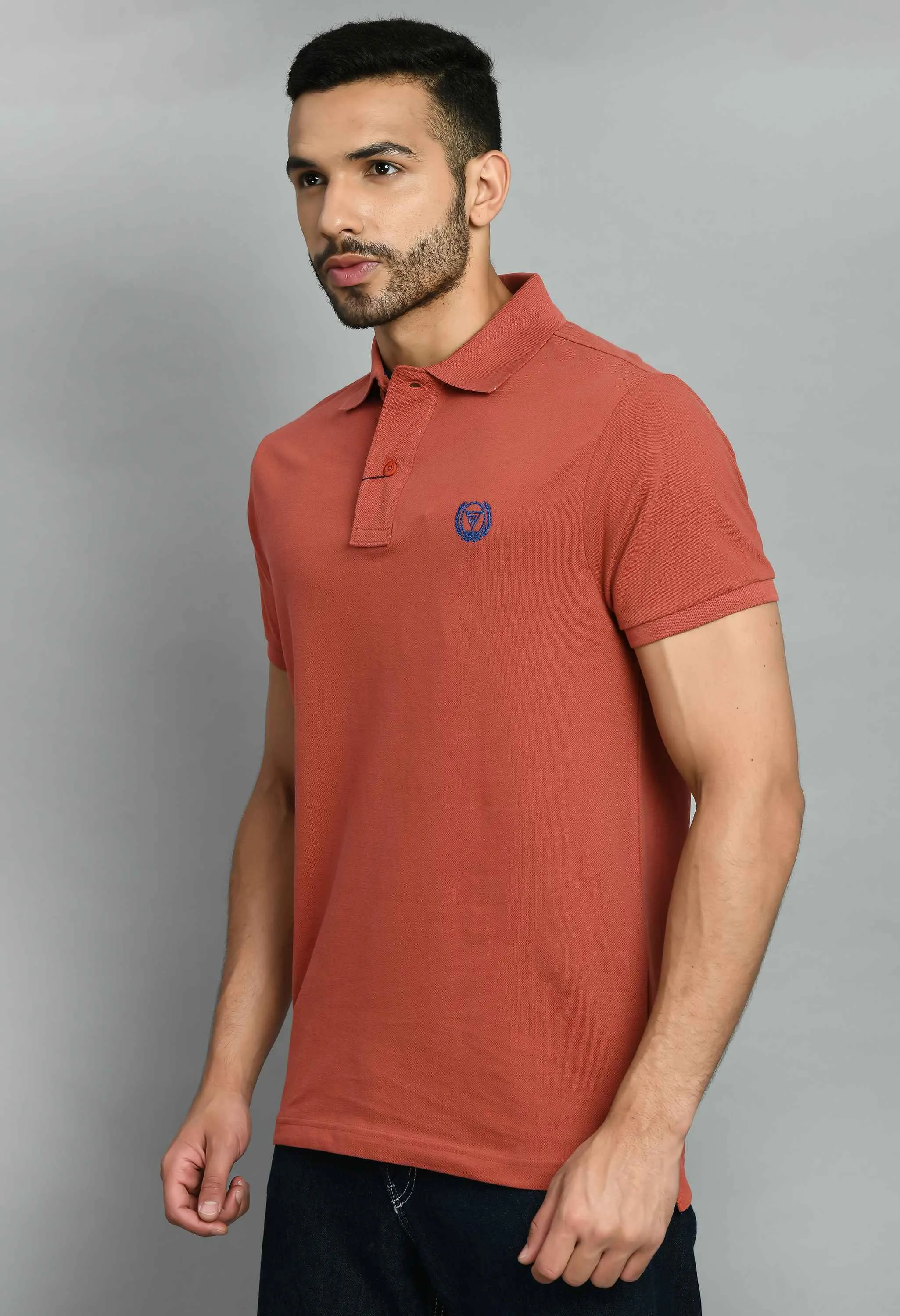 Men's Solid Rust Smart Fit Polo T-Shirt