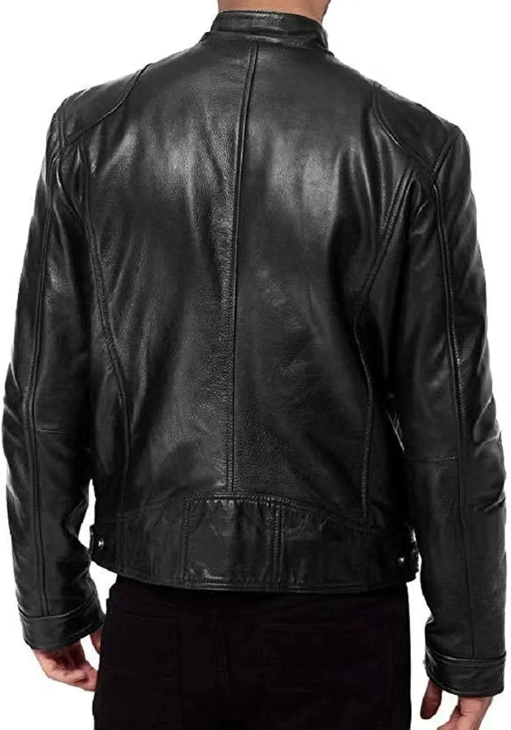 Mens Stand Collar Leather Jacket Casual Biker Motorcycle PU Jackets Slim Fit Motorcyle Lightweight Coat