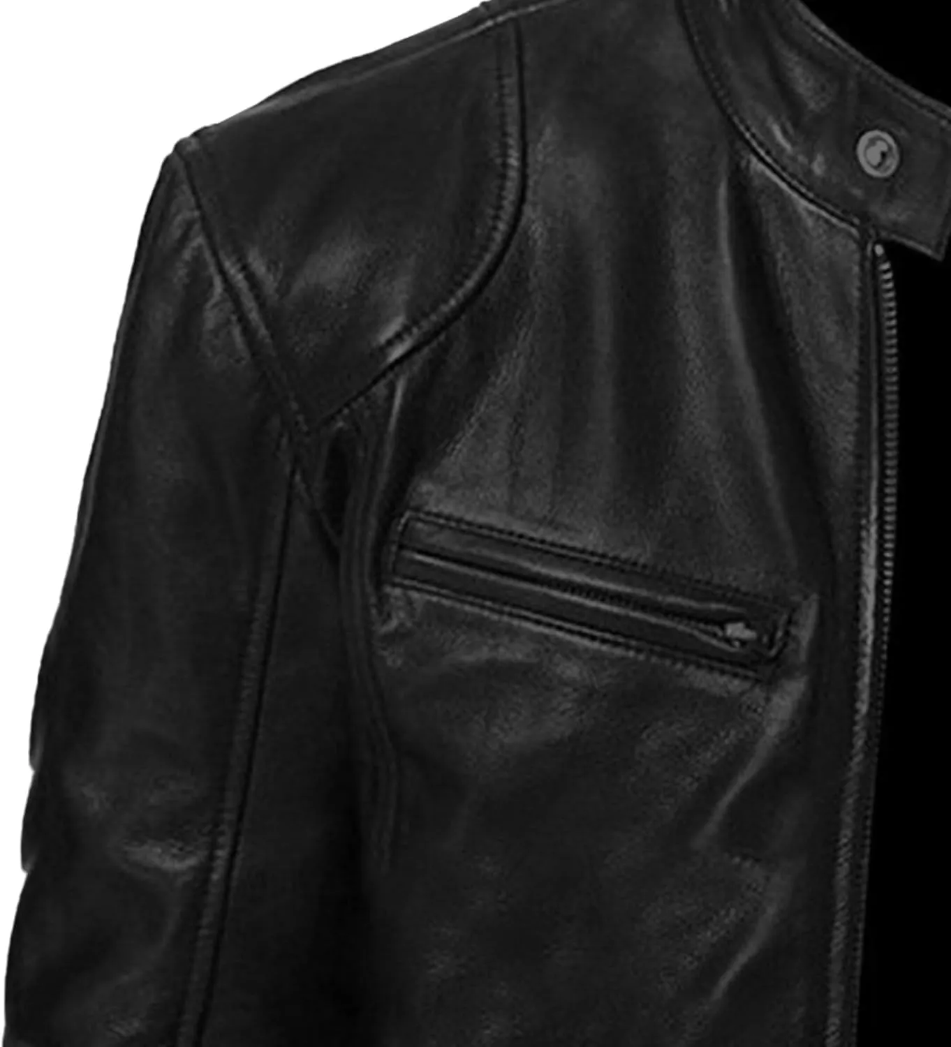 Mens Stand Collar Leather Jacket Casual Biker Motorcycle PU Jackets Slim Fit Motorcyle Lightweight Coat