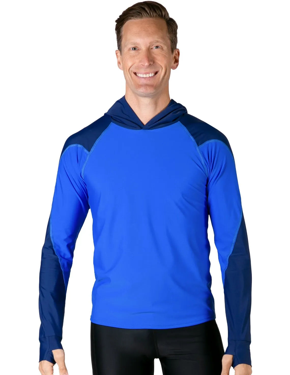 Men's  Swim Crest Rash Guard Relaxed Hoodie - Royal / Navy