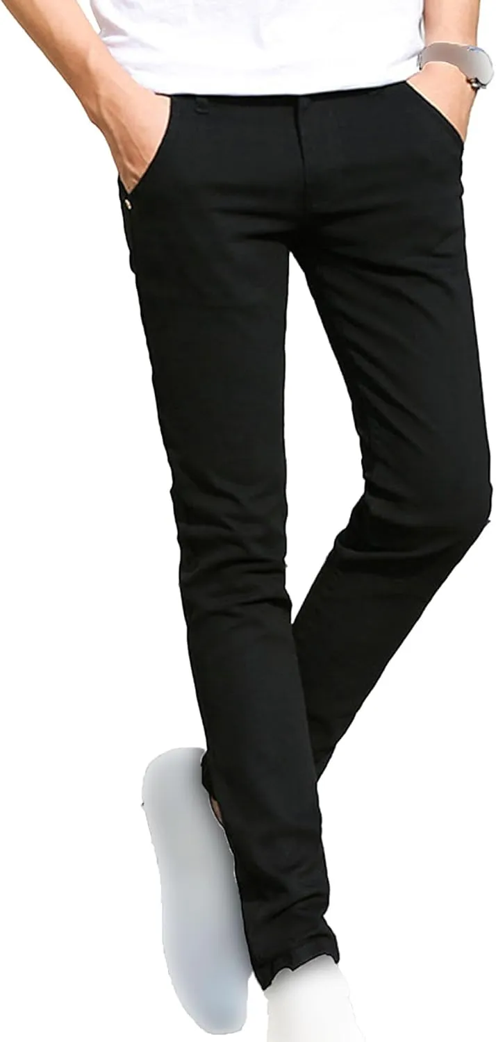 Men's Wrinkle Resistant Chino Pant Casual Men Straight Leg Pocket Stretch Trousers Slim Fit Flex Waist Pants