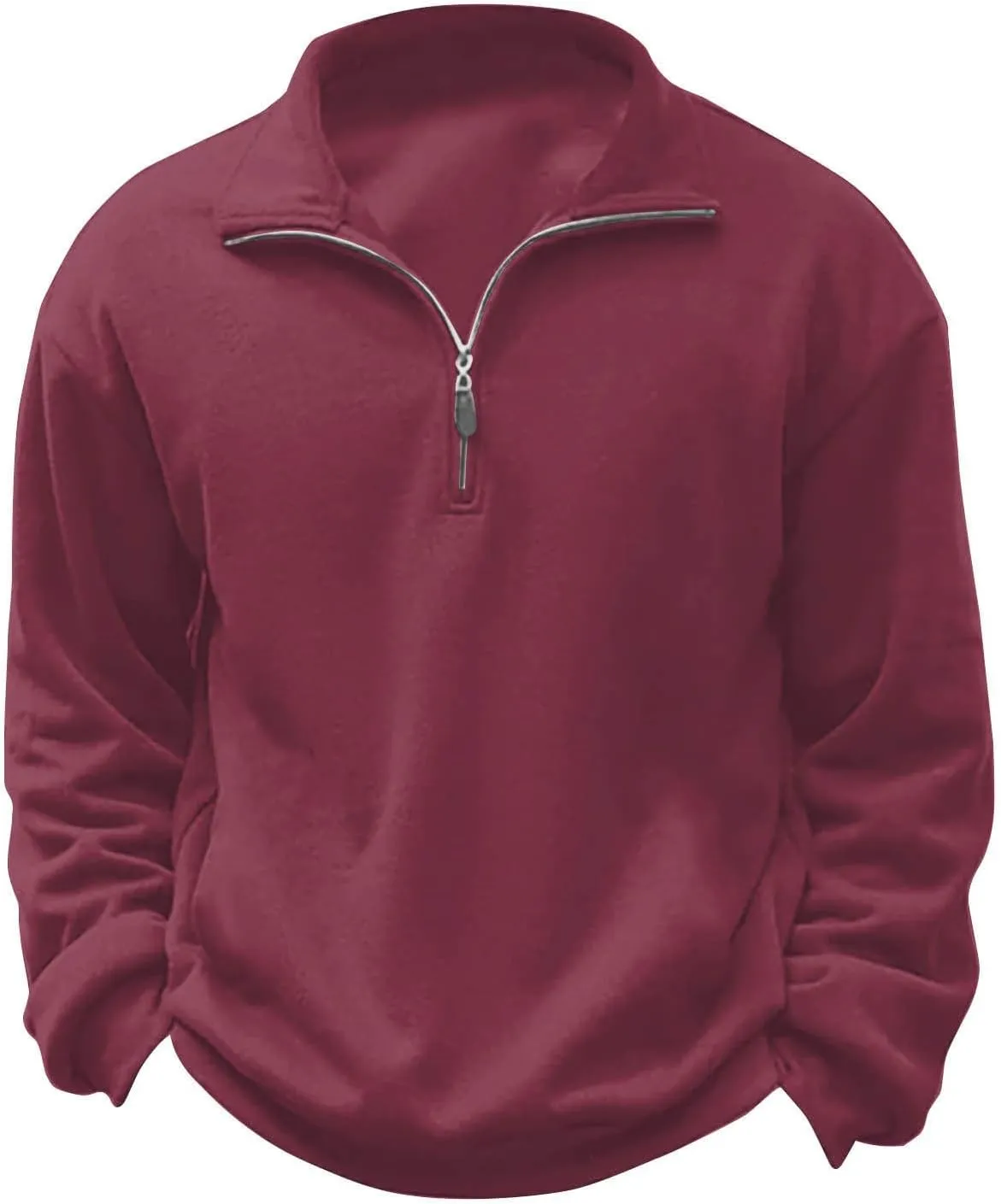 Men'S Zip Up Sweatshirts For Fashion Long Sleeve Stand Collar Casual Fit Quarter Zip Pullover Sweaters