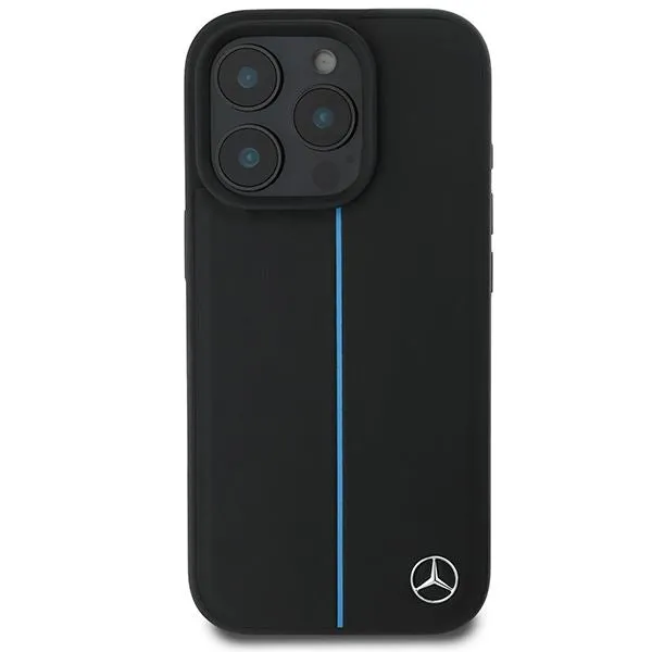 Mercedes MB Blue Line Leather Case with MagSafe for iPhone 16 Pro Max 6.9" Black - MEHMP16X23RURBK