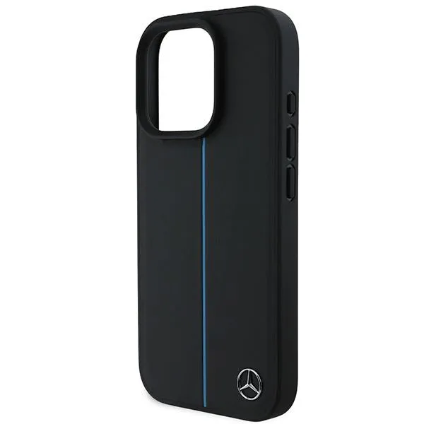 Mercedes MB Blue Line Leather Case with MagSafe for iPhone 16 Pro Max 6.9" Black - MEHMP16X23RURBK
