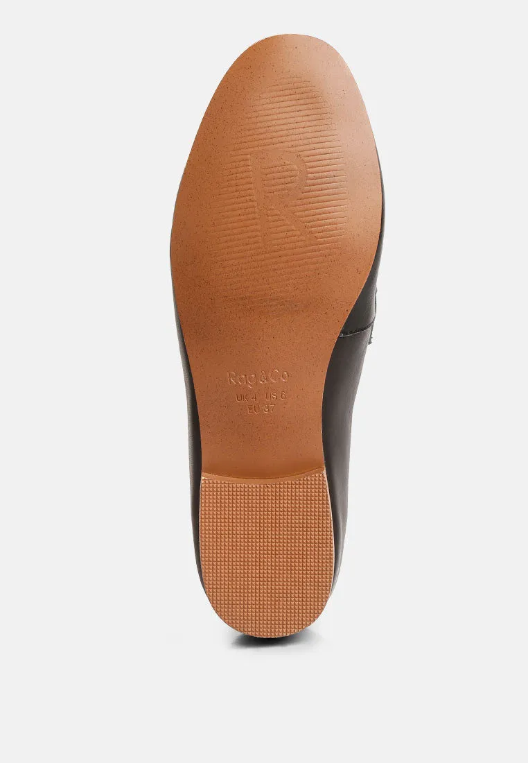 MERVA Chunky Chain Leather Loafers in black