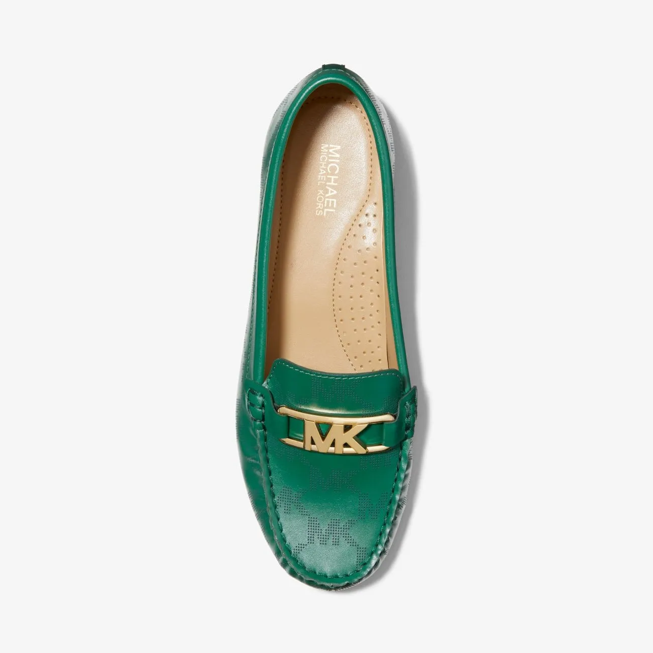 Michael Michael Kors Camila Logo Perforated Faux Leather Moccasins, Green