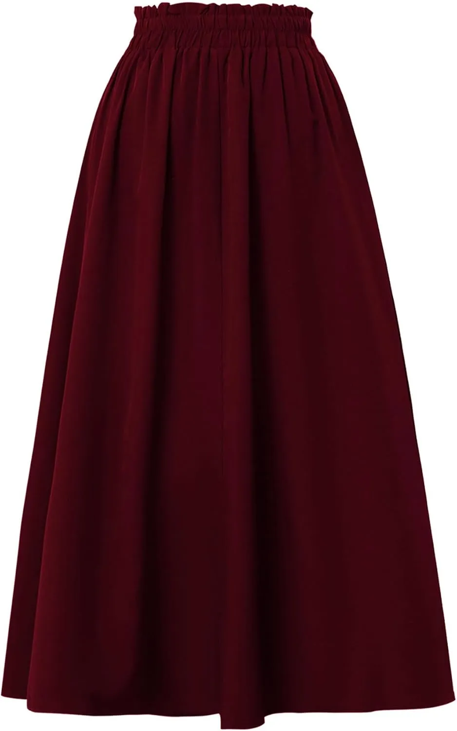 Midi Skirts for Women Elastic Waist Flowy A-line Casual Summer Beach Long Skirt