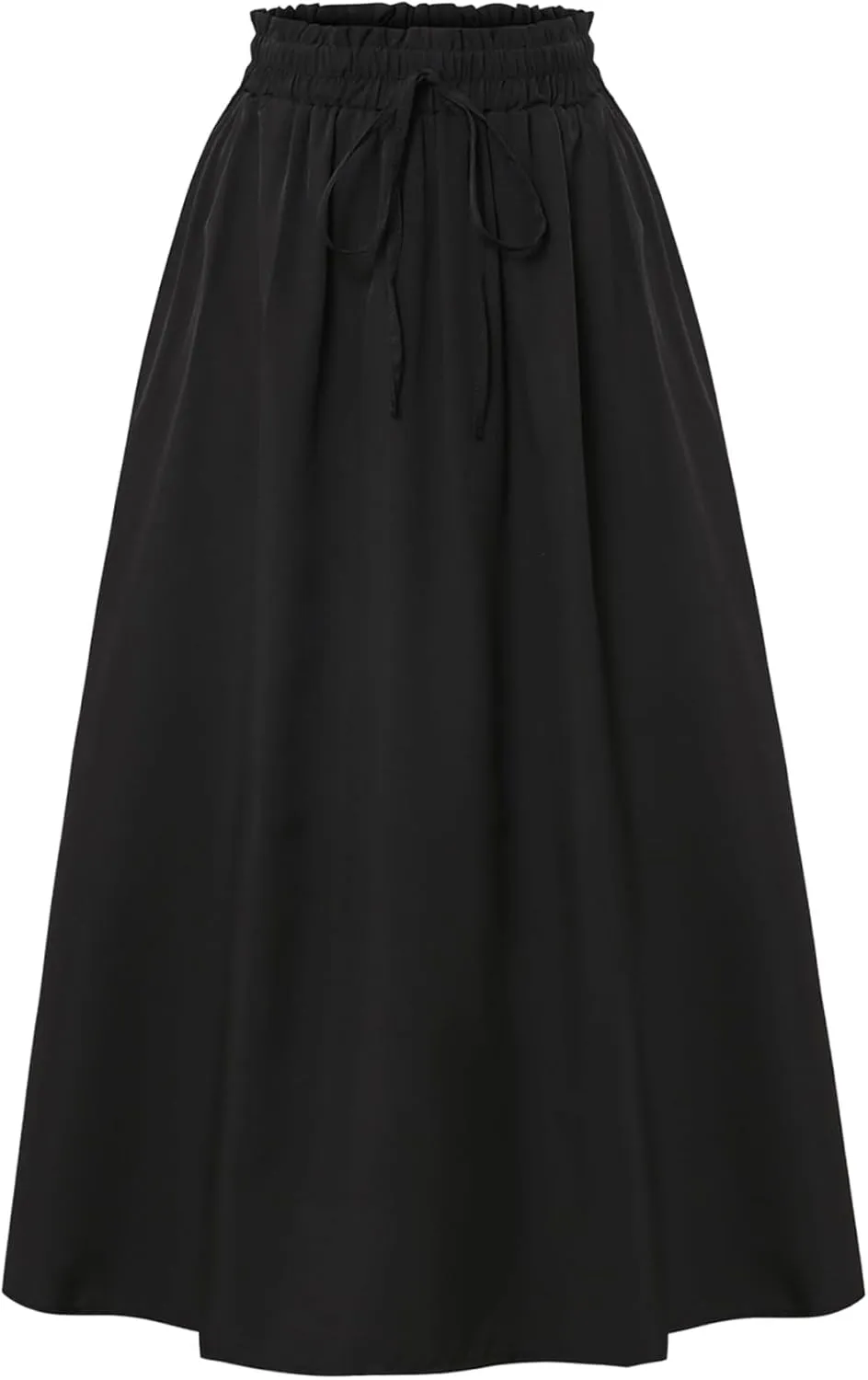 Midi Skirts for Women Elastic Waist Flowy A-line Casual Summer Beach Long Skirt