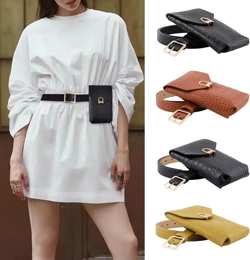 Mini Belt Bags Waist Bag for Women Fashionable Small Waist Belt Bags for Women Trendy Y2k Accessories, Black, One Size