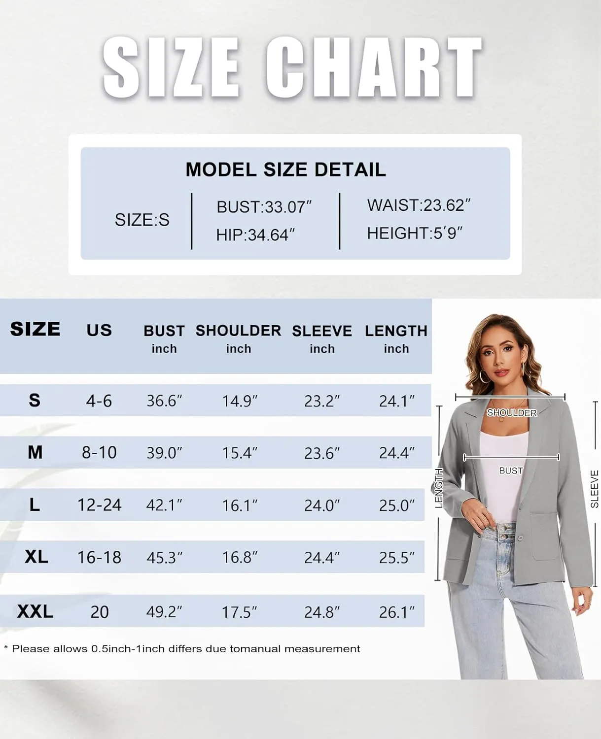 MINTLIMIT Women's Sweater Blazer Long Sleeve Lapel Button Blazers Casual Work Office Cardigan Suit Jacket with Pockets